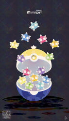  alternate_color highres looking_at_viewer meme_(sleepsheep) minior minior_(blue_core) minior_(core) minior_(green_core) minior_(indigo_core) minior_(orange_core) minior_(red_core) minior_(violet_core) minior_(yellow_core) no_humans poke_ball pokemon pokemon_(creature) pokemon_focus reflection star_(symbol) 