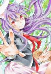  1girl animal_ears bamboo blazer long_hair marker_(medium) necktie ponpoko purple_hair rabbit_ears red_eyes reisen_udongein_inaba skirt solo touhou traditional_media 