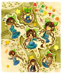  >_< 1girl :< black_jacket blue_necktie blue_serafuku blue_shirt blue_skirt blush border bow braid chabashira_tenko closed_eyes closed_mouth collared_shirt commentary_request danganronpa_(series) danganronpa_v3:_killing_harmony dotted_line english_text eyelashes flying_sweatdrops french_text from_behind from_side full_body green_ribbon hair_ribbon hairband jacket jitome kneehighs long_hair long_sleeves mars_symbol mixed-language_text multiple_views necktie notice_lines o_o official_alternate_costume open_clothes open_jacket open_mouth purple_hairband ribbon sailor_collar school_uniform serafuku shirt skirt smile socks solid_oval_eyes sparkle spoken_mars_symbol traditional_media twin_braids twintails white_border white_sailor_collar white_shirt white_socks yellow_bow yukichi_0611 