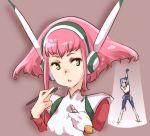  1boy 1girl barara_peol green_eyes gundam gundam_g_no_reconguista lipstick makeup mask_(gundam_g_no_reconguista) pink_hair short_hair thomasz 