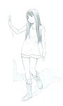  1girl long_hair monochrome original sketch solo sweater_dress traditional_media yoshitomi_akihito 