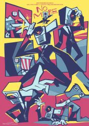  anger_vein camcorder camera commentary_request cuffs dated flying_sweatdrops foreshortening formal_clothes full_body hand_up handcuffs high_contrast highres holding holding_handcuffs limited_palette male_focus movie_thief multiple_views no_more_eiga_dorobou object_head patlite police_siren posing red_background rotating_light signature suit tackled translation_request tsunzaki two-tone_background upper_body video_camera yellow_background 