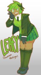 battle_for_dream_island bfdi gijinka green_hair green_skirt humanization humanized leaf leafy_bfdi object_show short_hair