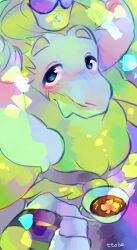  1boy 2016 2d animal_ears anthro armor artist_name asgore_dreemurr beard blonde_hair cloak commentary crown cup digital_media drink droopy_ears english_commentary facial_hair fangs floppy_ears furry furry_male goat goat_boy goat_ears goat_horns green_theme holding holding_cup holding_drink horns looking_at_viewer male male_focus male_only mammal monster monster_boy orange_theme pauldrons purple_cloak solo tea teacup ttoba undertale utdr_(toby_fox) white_fur white_horns 