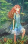  1girl blue_eyes brown_hair forest long_hair looking_at_viewer nababa nature original solo standing 