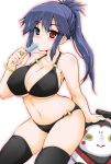  1girl bikini black_hair character_request heterochromia highres long_hair ponytail popsicle shibahara_gocho swimsuit 