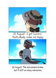 1girl age_progression animal_ears beach camera horse_ears horse_girl short_hair umamusume