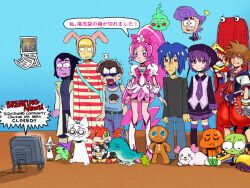  2girls 6+boys absolutely_everyone bilingual_text brown_hair calendar_(object) characters_reacting_to_sad_breaking_news_(meme) chiikawa chiikawa_(character) colored_skin commentary cookie_run creature crossover crying cure_blossom darwin_watterson don't_hug_me_i'm_scared ekubo_(mob_psycho_100) english_commentary english_text everyone fairy fin_fin fin_fin_on_teo_magic_planet fish_boy furry furry_male gingerbrave gir_(dog_costume)_(invader_zim) gir_(invader_zim) glep_(smiling_friends) hanasaki_tsubomi heartcatch_precure! high_ponytail hitoshi-san holding incredibox indoors invader_zim itemlabel kingdom_hearts kuchipatchi kururun_(precure) living_in_1984_(meme) magical_girl matsuno_karamatsu meme mini_person miniboy mixed-language_text mob_psycho_100 moomin multiple_boys multiple_crossover multiple_girls neopet_(creature) neopets nyan_neko_sugar_girls ok_k.o.!_let's_be_heroes on_head open_mouth osomatsu-san osomatsu_(series) peepy peri_(fairly_oddparents) pink_hair ponytail popee_the_performer precure professor_venomous purple_hair purple_skin red_guy_(dhmis) reigen_arataka sad scorchio seal_(animal) short_hair smiling_friends snufkin sora_(kingdom_hearts) speech_bubble sprunki standing sunglasses tamagotchi tamagotchi_(creature) television the_amazing_world_of_gumball the_fairly_oddparents the_fairly_oddparents:_a_new_wish translation_request tropical-rouge!_precure utane_uta utau violet_eyes wenda_(sprunki) zimternet 