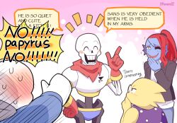  2016 2boys 2d 2girls ^o^ alphys alternate_costume alternate_language anthro armor artist_name bilingual_text black_eyepatch black_jacket blue_jacket blue_shorts blue_skin blush brothers buck_teeth cape closed_eyes colored_sclera cowboy_shot digital_media dinosaur dinosaur_girl dot_pupils dress ear_fins embarrassed english_text eyepatch female fins fish fish_girl gloves gradient_background grey_pants hand_on_own_chin hand_on_own_hip head_fins height_difference high_ponytail hood hood_down hooded_jacket humanoid index_finger_raised jacket laughing lizard_girl long_hair male monster monster_boy monster_girl motion_lines multiple_boys multiple_girls official_alternate_costume open_mouth pants papyrus_(font) papyrus_(undertale) pink_background polka_dot polka_dot_dress ponytail powaro02 red_cape red_gloves red_hair reptile reptile_girl reptile_tail sans_(undertale) scalie shorts siblings skeleton smile speech_bubble sweat teeth text trembling twitter_username two-tone_background undead undertale undyne upper_body utdr_(toby_fox) variant_set white_armor white_background yellow_sclera yellow_skin 