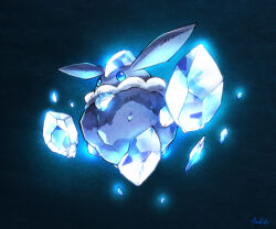  blue_eyes blue_gem carbink commentary_request full_body gem glowing hashibi_rokou no_humans pokemon pokemon_(creature) pokemon_focus signature solo 