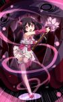  1girl black_hair detached_sleeves flower love_live!_school_idol_project magical_girl rose shikei_(jigglypuff) solo thigh-highs two_side_up yazawa_nico 