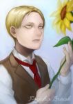  1boy blonde_hair flower kizdollark ruvik solo sunflower the_evil_within yellow_eyes younger 