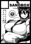  1girl belly_rub big_belly blush breast_hold breasts cleavage comic fingerless_gloves gloves huge_breasts kantai_collection monochrome muffin_top nagato_(kantai_collection) navel plump solo synecdoche wavy_mouth weight_conscious 