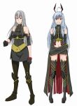  aliasse black_pantyhose detached_sleeves headdress horns long_hair nenene3 pantyhose red_eyes selvaria_bles senjou_no_valkyria senjou_no_valkyria_2 silver_hair thigh_boots 