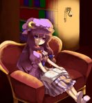  book crescent hat long_hair mikan_(ama_no_hakoniwa) patchouli_knowledge purple_eyes purple_hair solo touhou violet_eyes 