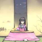  black_hair blue_eyes bunny chips computer houraisan_kaguya kotatsu neet onimaru_gonpei table touhou 