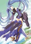  blue_eyes blue_hair gun long_hair mecha_musume original rifle solo twintails weapon yuu_(yuyukaikan) 