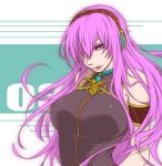  bare_shoulders breasts face hair_over_one_eye kouya_(libera) large_breasts long_hair megurine_luka pink_hair solo vocaloid 