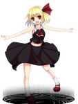  angel_(evangelion) bad_id bare_shoulders blonde_hair crossover hair_ribbon legs leliel midriff navel neon_genesis_evangelion open_mouth outstretched_arms parody popi_(pixiv) ribbon rumia solo spread_arms touhou 