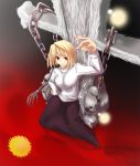  arcueid_brunestud blonde_hair chains cross long_skirt purple_skirt red_eyes short_hair skirt skull throne tsukihime turtleneck type-moon yes_warabi 