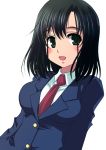  blush green_eyes necktie ranshin saki school_uniform smile touyoko_momoko 