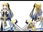  armor armored_dress artist_request blonde_hair blue_eyes bow dress huge_sword huge_weapon original ribbon sword weapon yggdra_union yggdra_yuril_artwaltz 