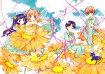  blue_hair brown_hair card_captor_sakura cardcaptor_sakura clamp daidouji_tomoyo flower highres hiiragizawa_eriol kerberos kero kinomoto_sakura li_syaoran li_xiaolang long_hair short_hair smile spinel_sun suppi wings 