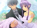  bride carrying clannad purple_hair violet_eyes wedding wedding_dress 