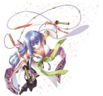  blue_hair fantasy japanese_clothes katana long_hair original solo sword weapon yuu_(yuyukaikan) 