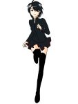  araragi_koyomi artist_request bakemonogatari black_eyes black_hair genderswap hair_over_one_eye running school_uniform short_hair skirt source_request thigh-highs 