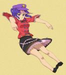  1girl blue_hair hat jiangshi miyako_yoshika ofuda outstretched_arms shinburu short_hair skirt solo star touhou 