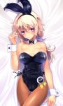  108_gou 1girl animal_ears blonde_hair bowtie bunnysuit character_name charlotte_dunois collar infinite_stratos leotard long_hair pantyhose rabbit_ears solo wrist_cuffs 