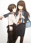  1boy 1girl aki_(neyuki41028) aldnoah.zero apron brother_and_sister brown_eyes brown_hair feeding kaizuka_inaho kaizuka_yuki long_hair siblings 