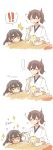  !! ... 2girls akagi_(kantai_collection) black_hair blush brown_hair closed_eyes drooling food highres ice_cream kaga_(kantai_collection) kantai_collection long_hair multiple_girls one_eye_closed open_mouth rebecca_(keinelove) short_hair side_ponytail smile sparkle spoon sweat table yellow_eyes 