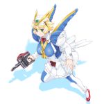  1girl blonde_hair breasts green_eyes gundam maid mecha_musume short_hair sprinkler ueyama_michirou v2_gundam victory_gundam 