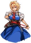  1girl alice_margatroid book breasts capelet cowboy_shot hairband sachito short_hair simple_background solo touhou white_background wrist_cuffs 