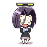  1girl chibi crying crying_with_eyes_open hair_between_eyes kantai_collection looking_at_viewer mechanical_halo open_mouth purple_hair school_uniform short_hair simple_background solo surprised tatsuta_(kantai_collection) tears tk8d32 white_background 
