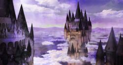  above_clouds architecture building castle clouds cloudy_sky commentary_request day fantasy highres no_humans original outdoors scenery sky somei_yoshinori 