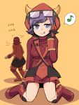  fake_horns glasses_on_head hoodie kagari_(pokemon) kagari_(pokemon)_(remake) matsubusa_(pokemon) matsubusa_(pokemon)_(remake) pokemon pokemon_(game) pokemon_oras purple_hair redhead team_magma toraneko_(38) violet_eyes 