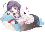  apron chiyu_(cotoritori) heart kantai_collection long_hair purple_hair smile taigei_(kantai_collection) violet_eyes whale 