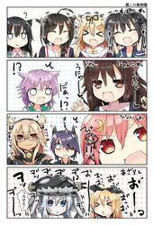  !? &gt;_&lt; 4koma 6+girls :3 ? ^_^ ahoge anchor_symbol asashio_(kantai_collection) ashigara_(kantai_collection) black_hair blonde_hair blue_eyes blush blush_stickers braid brown_eyes brown_hair chrysanthemum closed_eyes comic crescent_hair_ornament eyepatch fang fingerless_gloves flower gloves hair_flaps hair_ornament hair_ribbon hairclip headgear heart kantai_collection matsushita_yuu multiple_girls musashi_(kantai_collection) o_o open_mouth pink_eyes pink_hair purple_hair ribbon robot_ears school_uniform serafuku shigure_(kantai_collection) shimakaze_(kantai_collection) shinkaisei-kan spoken_heart tama_(kantai_collection) tenryuu_(kantai_collection) tokitsukaze_(kantai_collection) translation_request triangle_mouth turret uzuki_(kantai_collection) wo-class_aircraft_carrier yuudachi_(kantai_collection) 