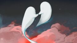  2others angela_he black_sky full_body ghost highres holding_hands multiple_others night non-web_source official_art pink_clouds scenery sky star_(sky) starry_sky you_left_me 