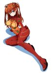  1girl blue_eyes breasts evangelion:_2.0_you_can_(not)_advance ichi-jirushi long_hair looking_at_viewer navel neon_genesis_evangelion orange_hair plugsuit rebuild_of_evangelion shikinami_asuka_langley simple_background solo souryuu_asuka_langley test_plugsuit white_background 