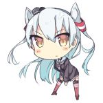  1girl amatsukaze_(kantai_collection) brown_eyes chibi hair_tubes hairband kantai_collection long_hair looking_at_viewer lowres school_uniform serafuku silver_hair sketch solo thigh-highs tunamayochan two_side_up 