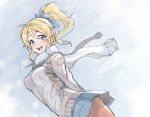 ayase_eli blonde_hair blue_eyes highres love_live!_school_idol_project open_mouth ponytail rein00 scarf skirt 