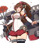  1girl breasts brown_hair cherry_blossoms commentary_request highres kantai_collection large_breasts pink_eyes ponytail shin&#039;en_(gyokuro_company) yamato_(kantai_collection) 