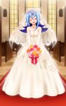  altar blue_hair blush bouquet closed_eyes dress gloves kamishiro_rio long_hair smile veil wedding yuu-gi-ou yuu-gi-ou_zexal 