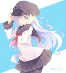  1girl blue_eyes hat hibiki_(kantai_collection) kantai_collection long_hair mugura pantyhose school_uniform silver_hair 
