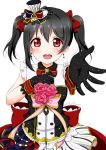  black_hair blush dress gloves happy hat long_hair love_live!_school_idol_project microphone red_eyes twintails yazawa_nico 