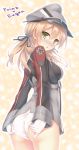  1girl anchor_hair_ornament ass blonde_hair blush breasts gloves hat iron_cross kantai_collection long_hair long_sleeves looking_at_viewer military military_uniform panties peaked_cap prinz_eugen_(kantai_collection) ryo solo twintails underwear uniform white_gloves white_panties 